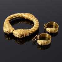 22K Gold Lion Estate Bracelet & Earring Set - Sold for $7,040 on 10-26-2024 (Lot 183).jpg